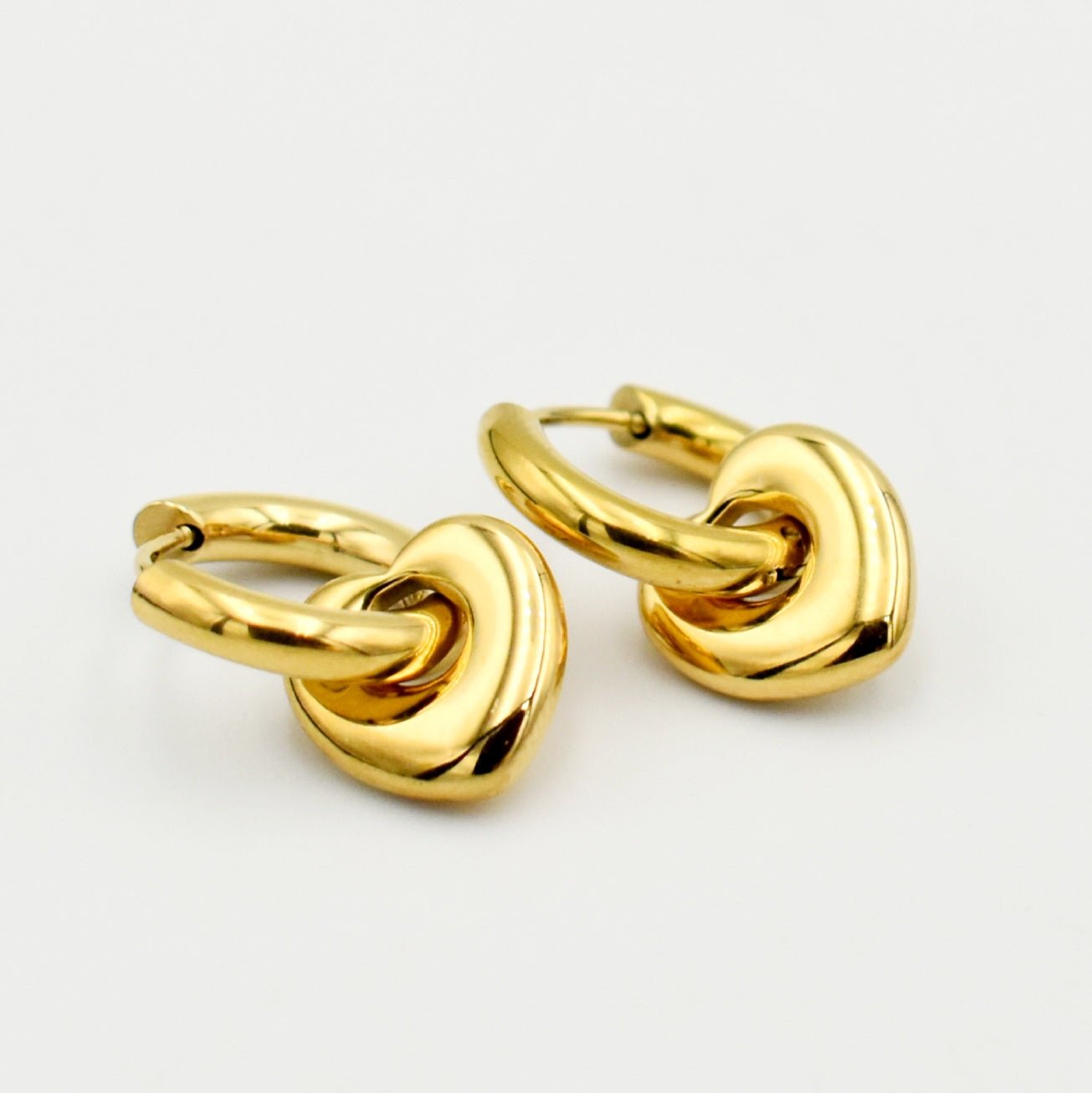 Gold Heart Huggies Earrings