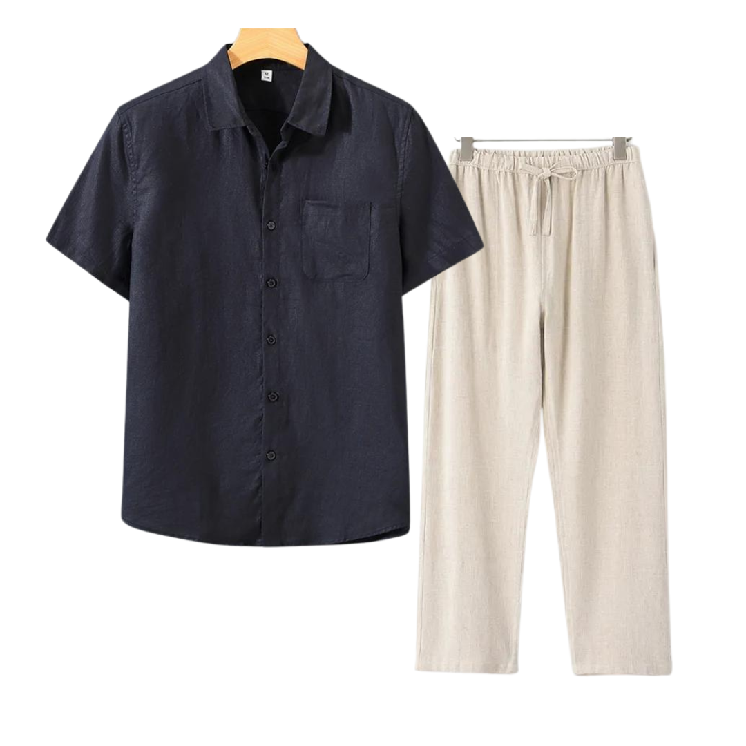 Linen Combo Short Sleeve