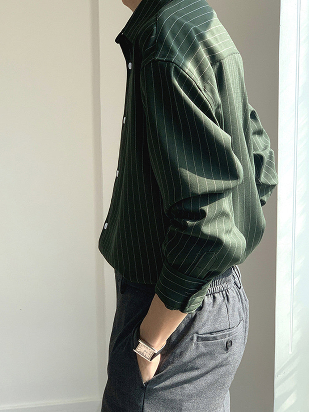 Casual Striped Button Up
