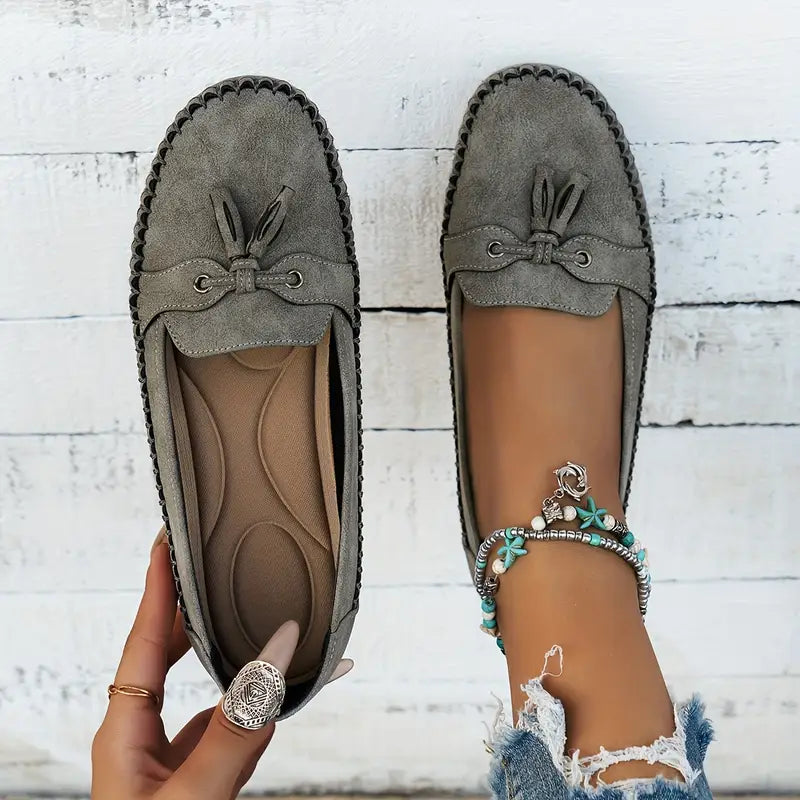 Women’s Vintage Loafers – Orthopedic Comfort, Bow Detail, Non-Slip Sole-6