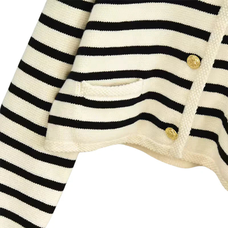 Women’s Premium Cashmere Wool Striped Cardigan