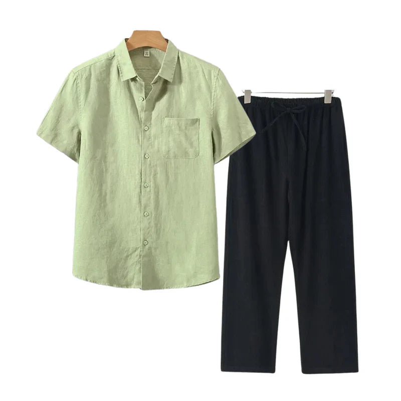 Linen Combo Short Sleeve