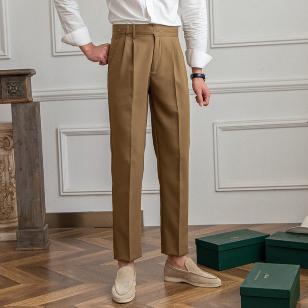 Men’s High-Waist Pleated Trousers