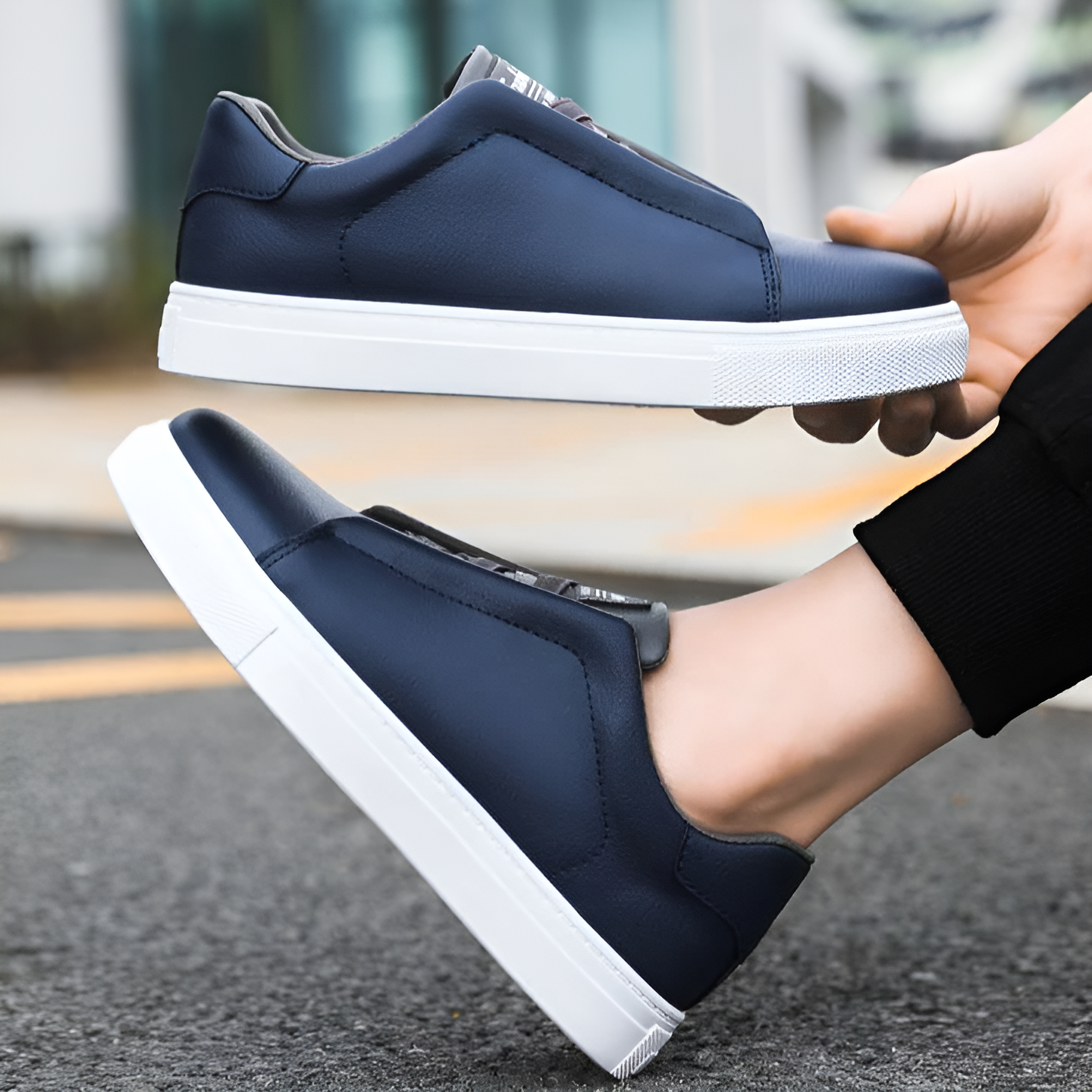 Women's White Slip-On Sneakers – Premium Vegan Leather, Stylish Comfort-4