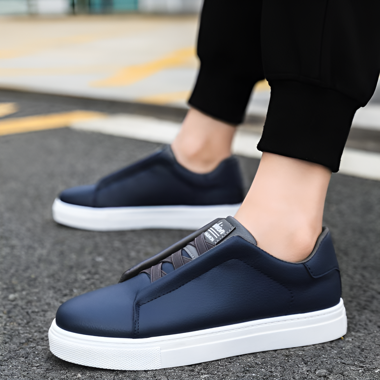Women's White Slip-On Sneakers – Premium Vegan Leather, Stylish Comfort-6