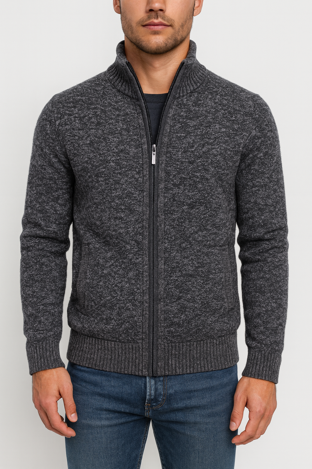 THRUSTYLE | Zip Mock Cardigan