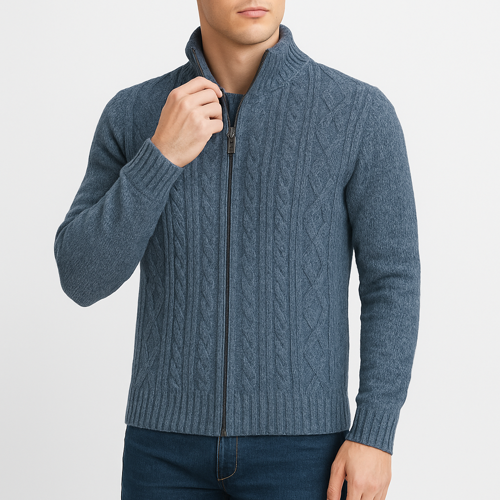 THRUSTYLE | Cable Knit Zip Cardigan