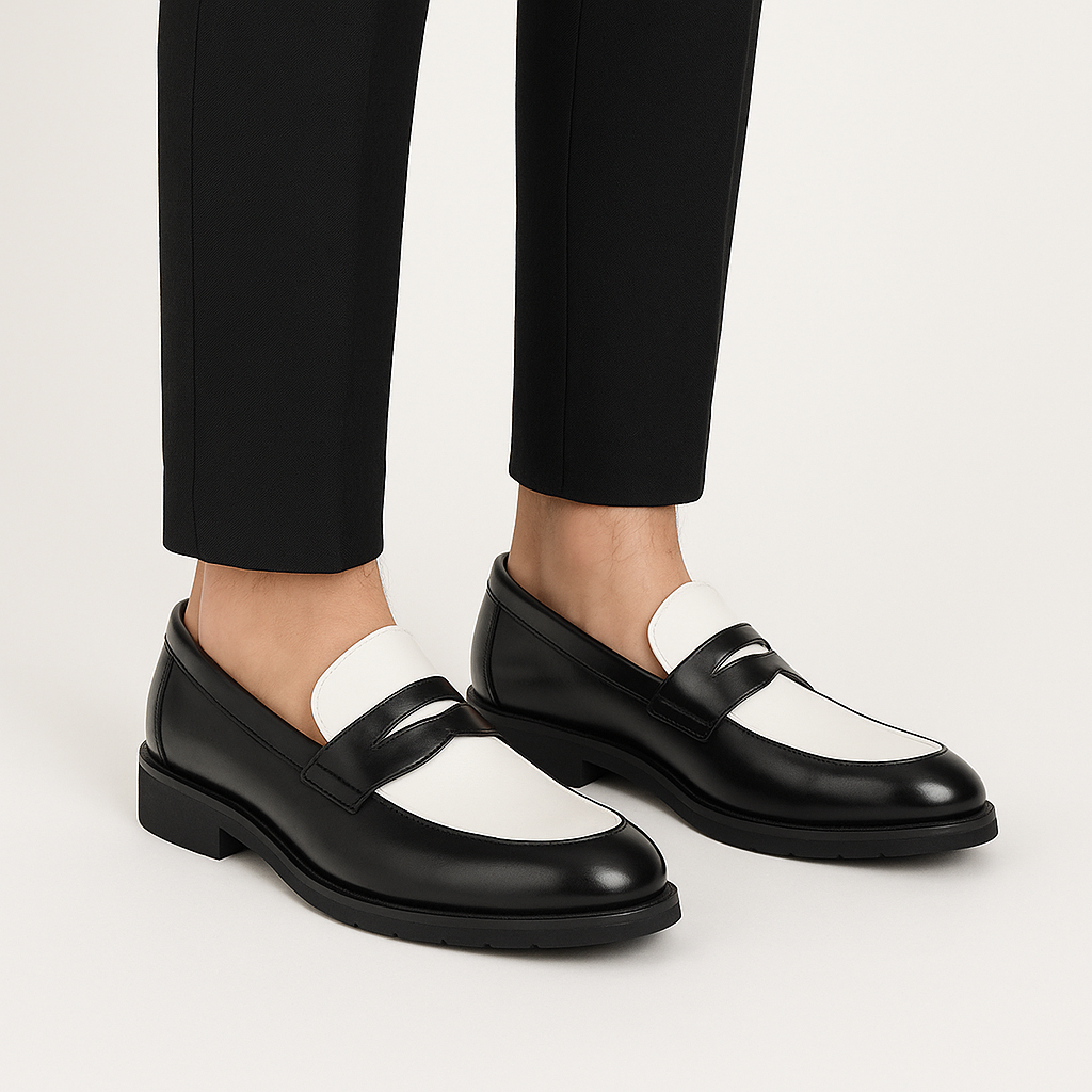 THRUSTYLE | Two-Tone Leather Loafers