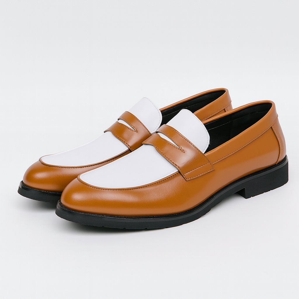 THRUSTYLE | Two-Tone Leather Loafers