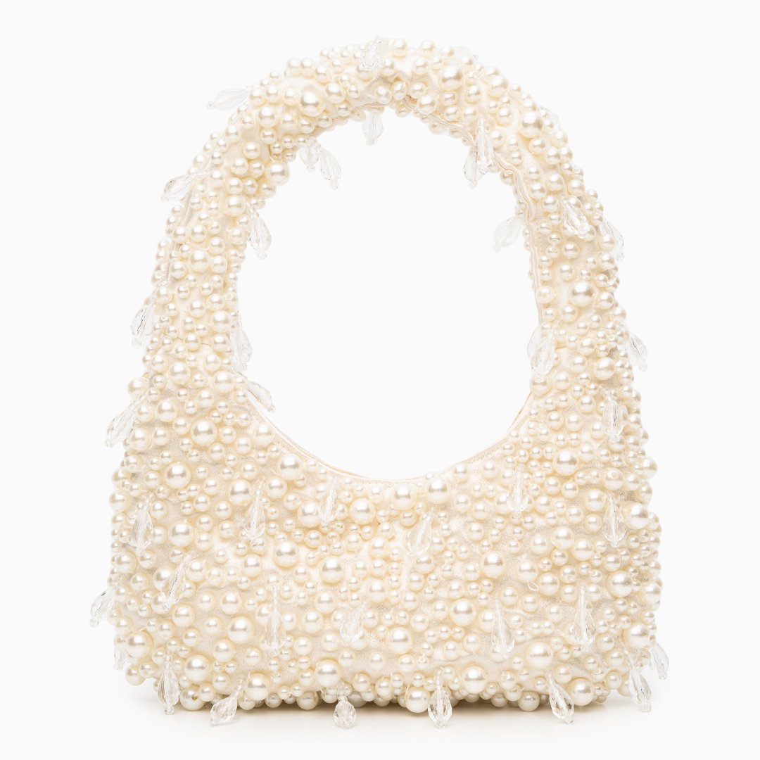 Pearl-Embellished Shoulder Bag - Elegant Mini Tote for Any Occasion