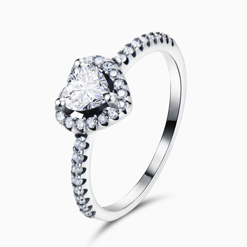 Heart-Shaped Sterling Silver Ring - Timeless Elegance