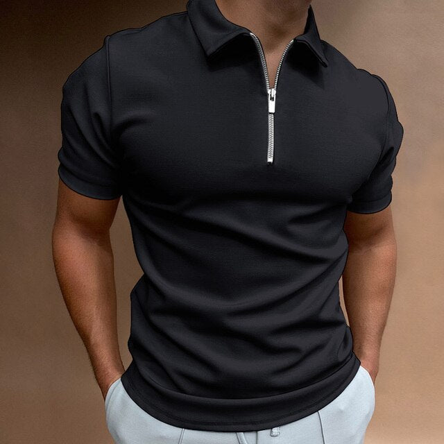 Men's Polo | Casual Zippered Polo Shirt