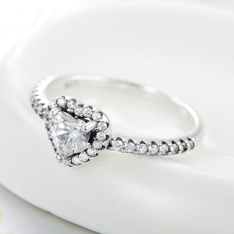 Heart-Shaped Sterling Silver Ring - Timeless Elegance