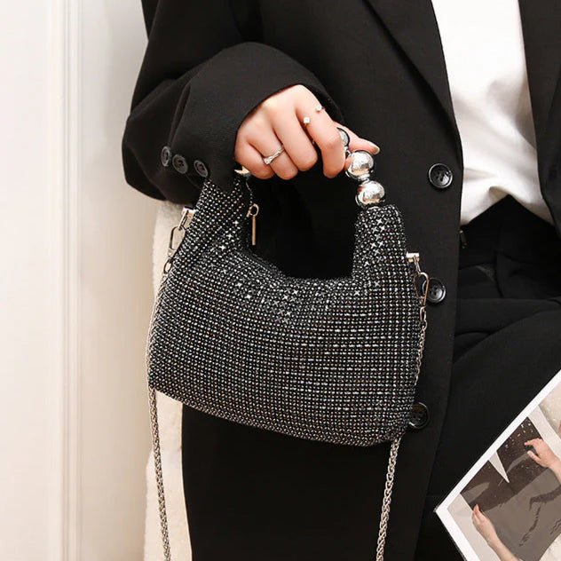 Luxury Rhinestone Evening Bag – Silver Black Gold