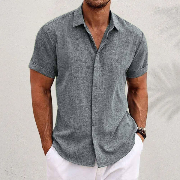 Men's Casual Short Sleeve Button-Up Shirt | Breathable Linen