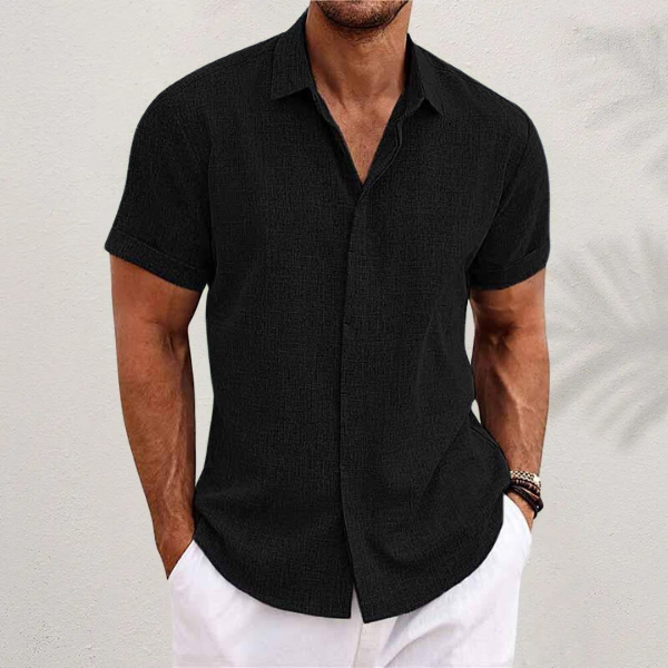 Men's Casual Short Sleeve Button-Up Shirt | Breathable Linen