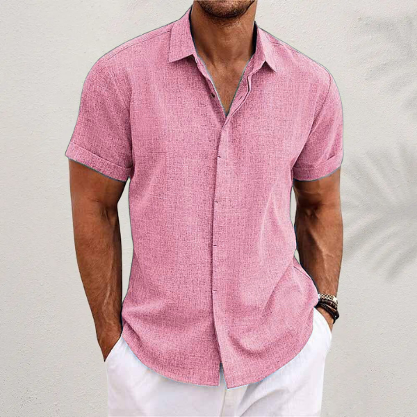 Men's Casual Short Sleeve Button-Up Shirt | Breathable Linen