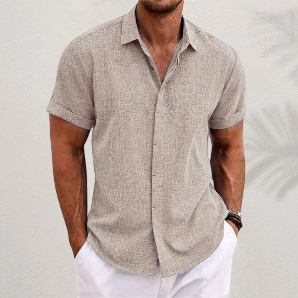 Men's Casual Short Sleeve Button-Up Shirt | Breathable Linen
