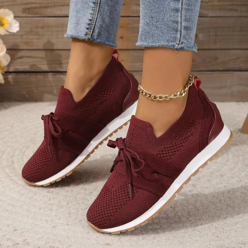 Women’s orthopedic mesh walking shoes - breathable lace-up sneakers with cushioned support