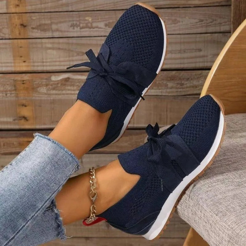 Women’s orthopedic mesh walking shoes - breathable lace-up sneakers with cushioned support