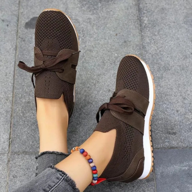 Women’s orthopedic mesh walking shoes - breathable lace-up sneakers with cushioned support