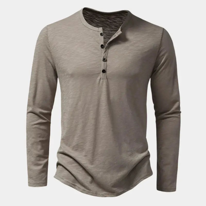Men’s long sleeve henley shirt – casual slim fit soft tee