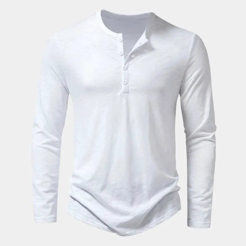 Men’s long sleeve henley shirt – casual slim fit soft tee