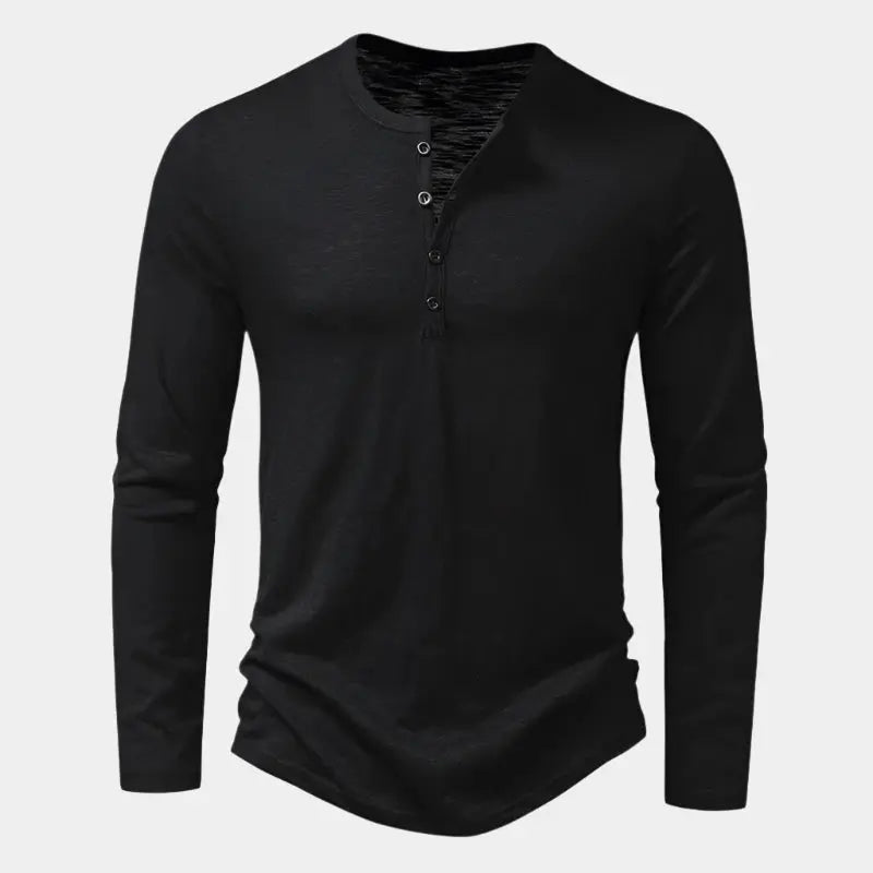 Men’s long sleeve henley shirt – casual slim fit soft tee