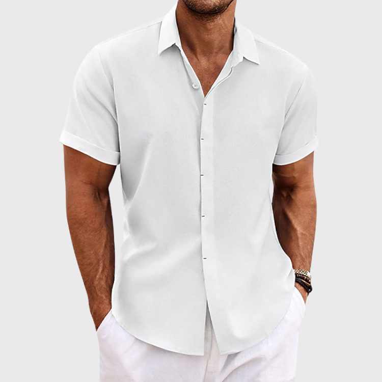 Men's Casual Short Sleeve Button-Up Shirt | Breathable Linen
