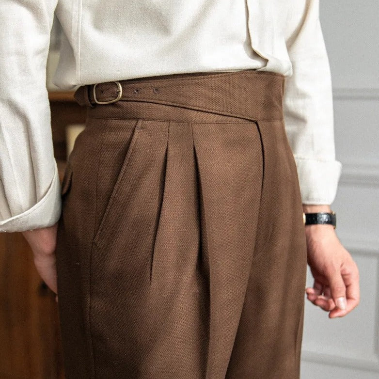 Men’s Pleated High-Waisted Trousers – Classic Elegance & Modern Tailoring