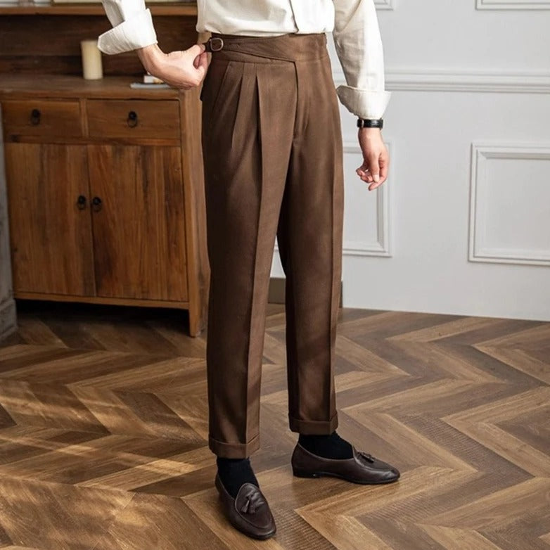 Men’s Pleated High-Waisted Trousers – Classic Elegance & Modern Tailoring