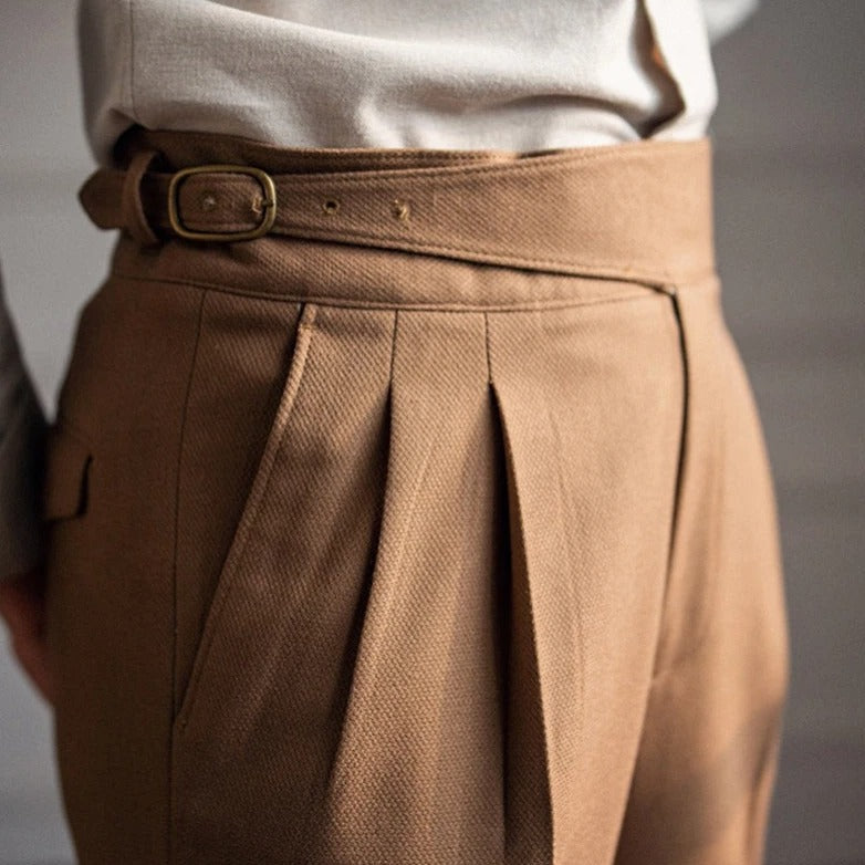 Men’s Pleated High-Waisted Trousers – Classic Elegance & Modern Tailoring