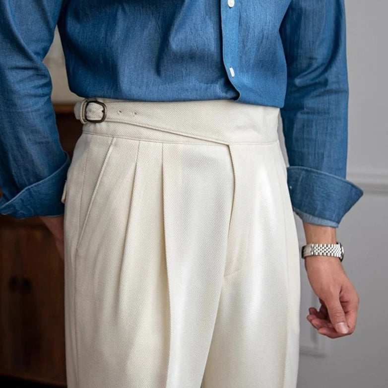 Men’s Pleated High-Waisted Trousers – Classic Elegance & Modern Tailoring