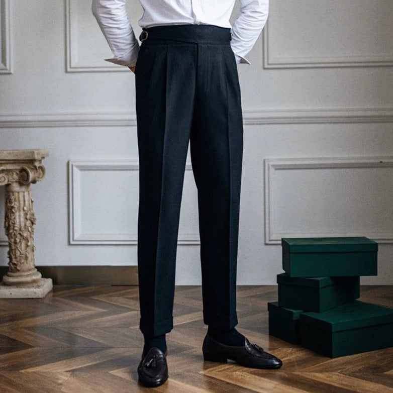 Men’s Pleated High-Waisted Trousers – Classic Elegance & Modern Tailoring