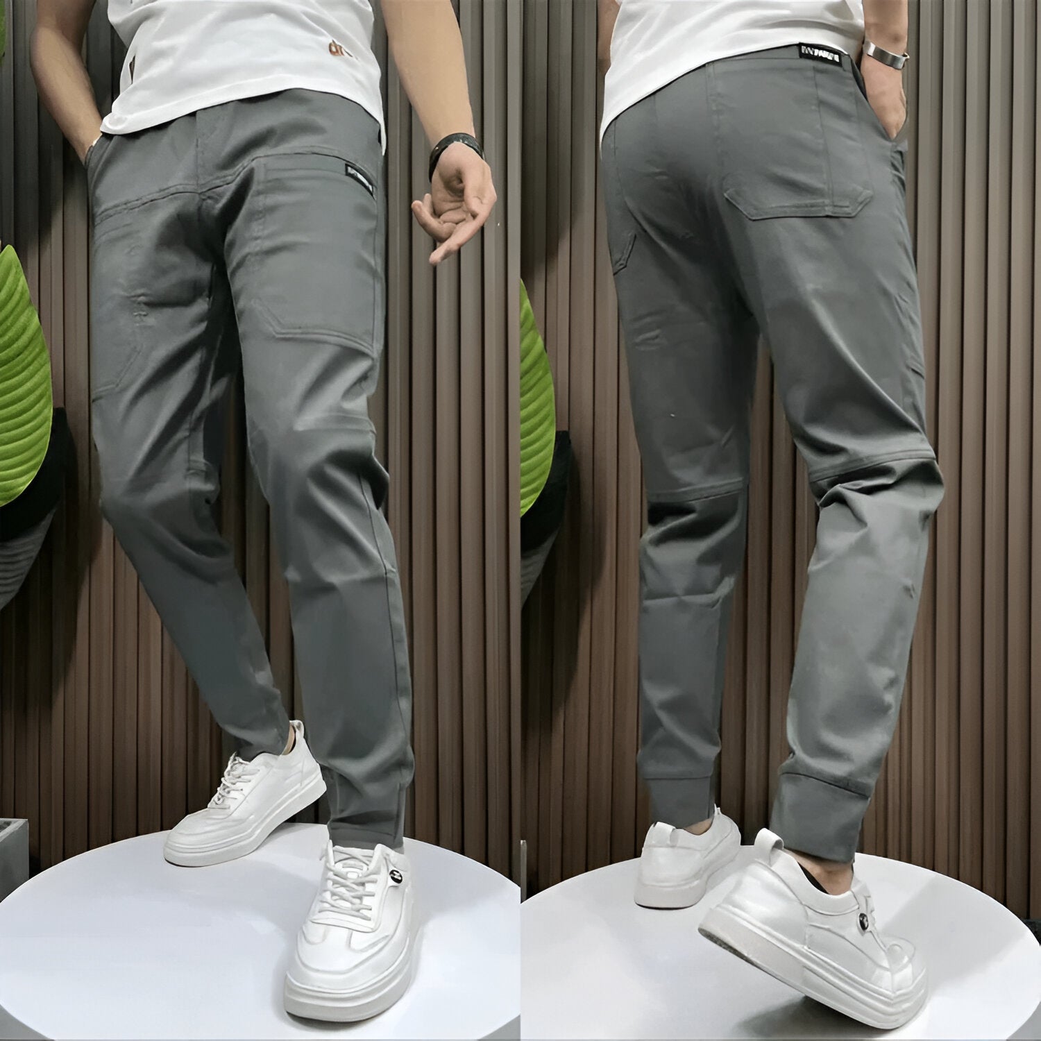 Men's Cargo Pants – Lightweight Stretch Fabric, Casual Fit, Black-3