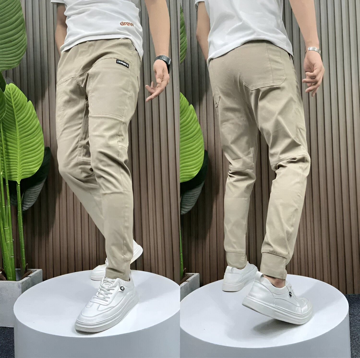 Variant image for Men's Cargo Pants – Lightweight Stretch Fabric, Casual Fit, Black-2