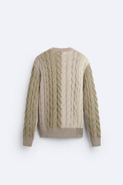 Old Money Cable Knit Block O-Neck Sweater