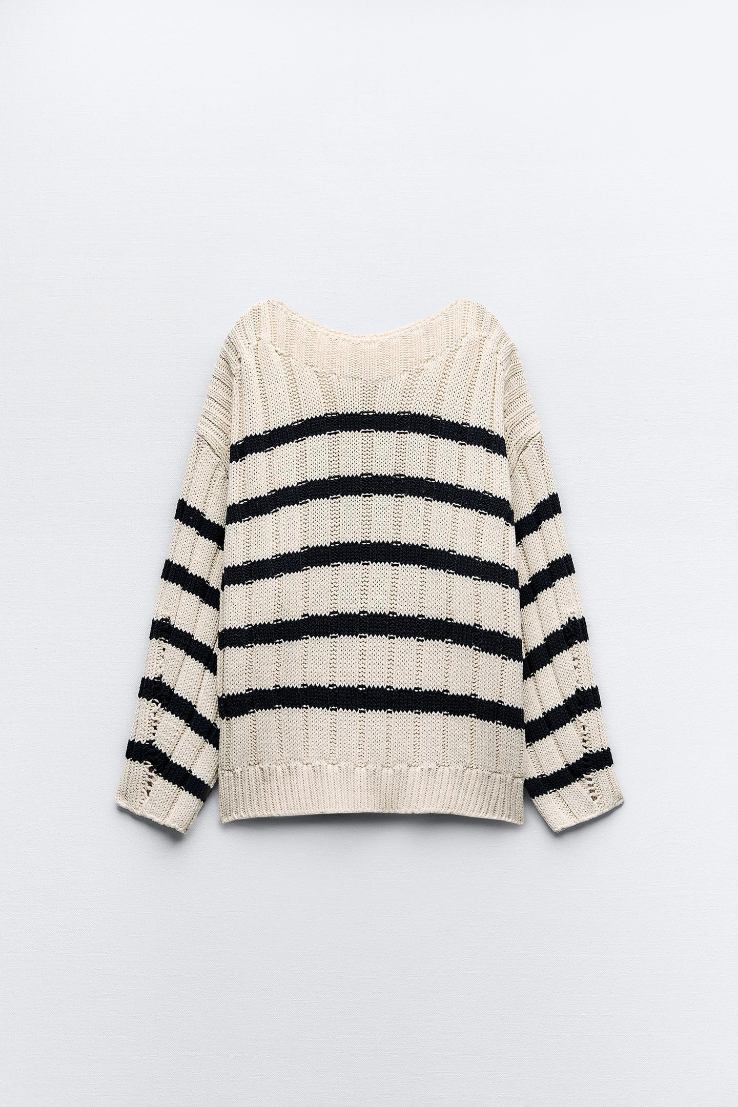 Knitted Loose Strip Pullover