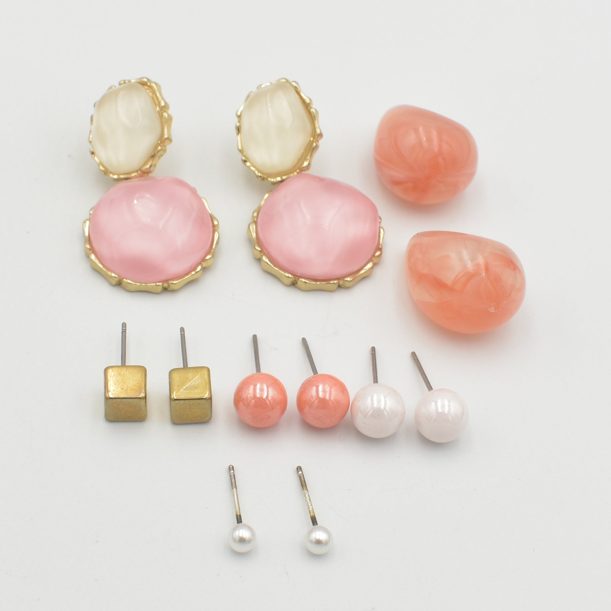 Pink Teardrop 6-Pack Earrings