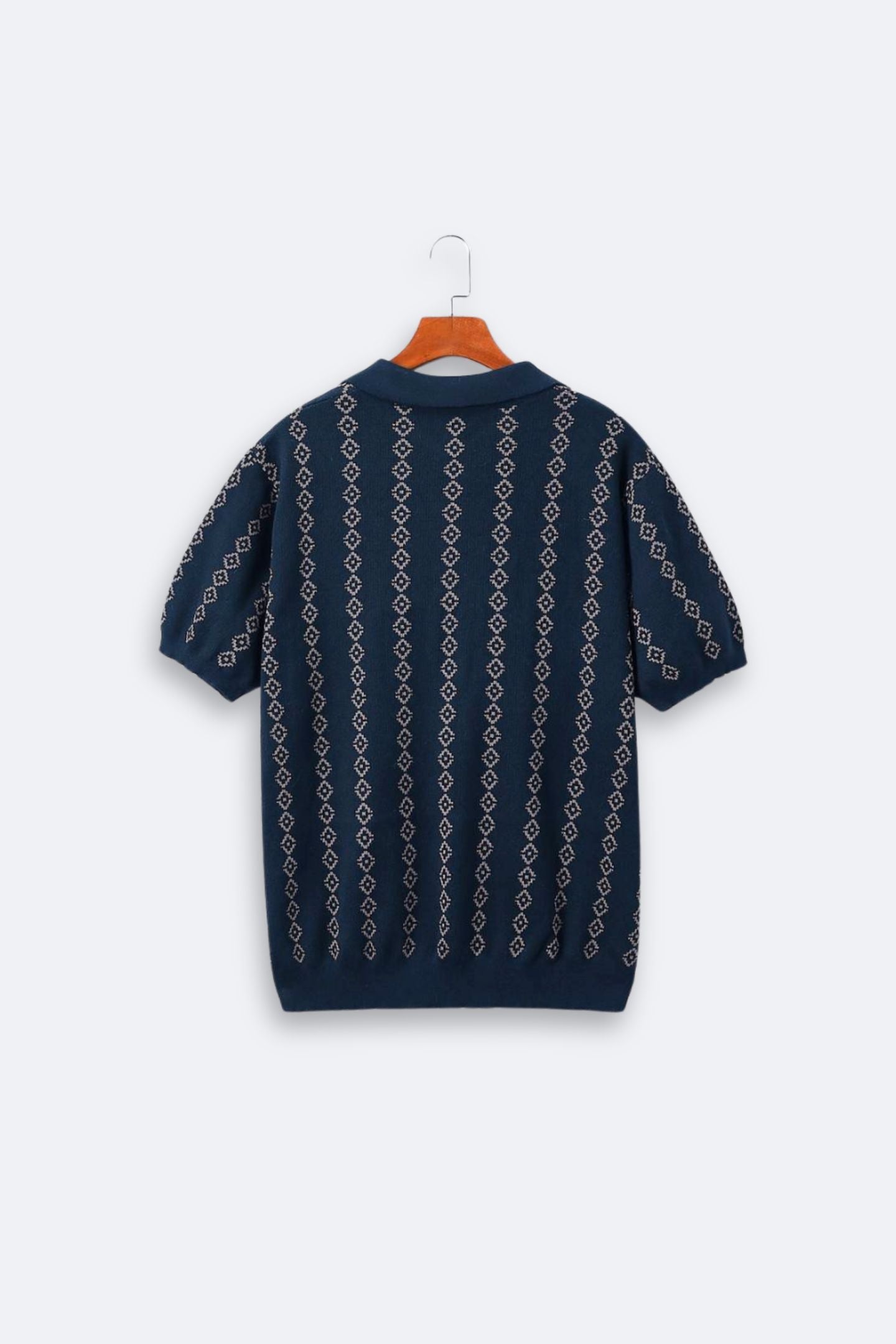 Old Money Pattern Chic Knit Polo T-Shirt