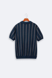 Old Money Pattern Chic Knit Polo T-Shirt