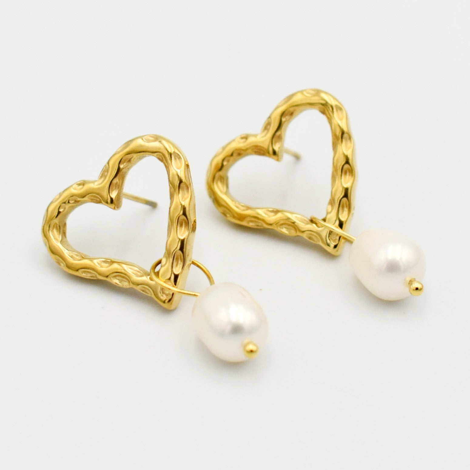 Gold Open Heart Drop Earrings