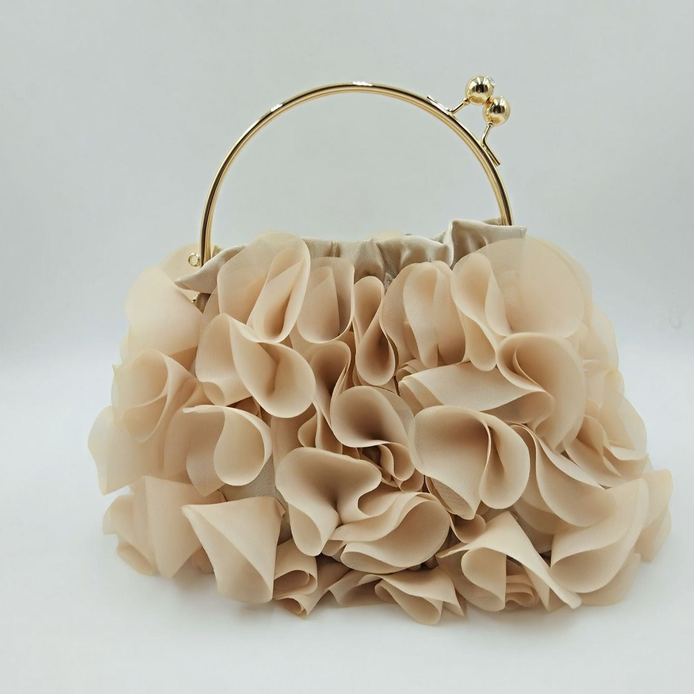 Flower clutch handbag - elegant floral evening bag with top handle