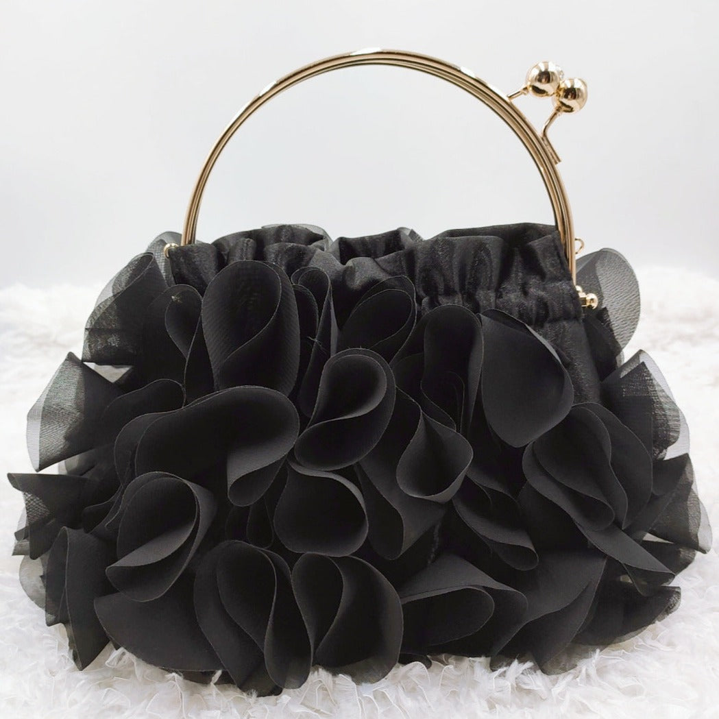 Flower clutch handbag - elegant floral evening bag with top handle