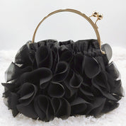 Flower clutch handbag - elegant floral evening bag with top handle