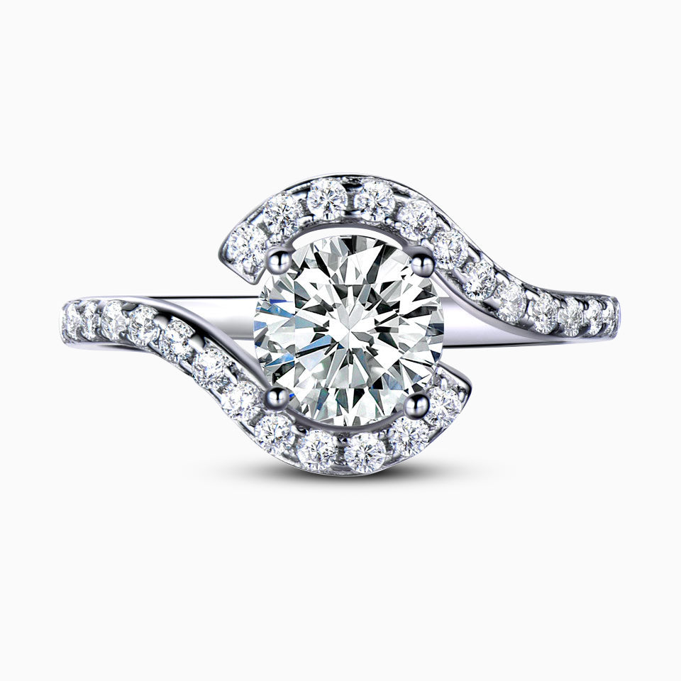 925 Sterling Silver Round-Cut CZ Engagement Ring – Elegant Twisted Band