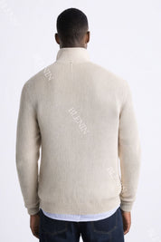 Old Money Classic Knitted Wool Zip Sweater