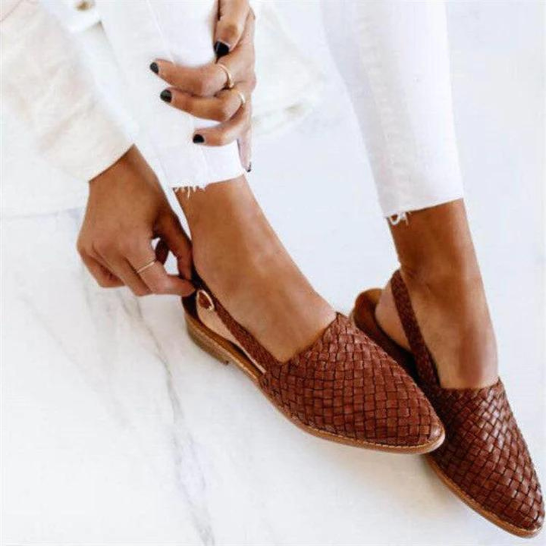 Women’s Handmade Leather Flat Sandals - Comfortable Slip-On, Chic & Durable