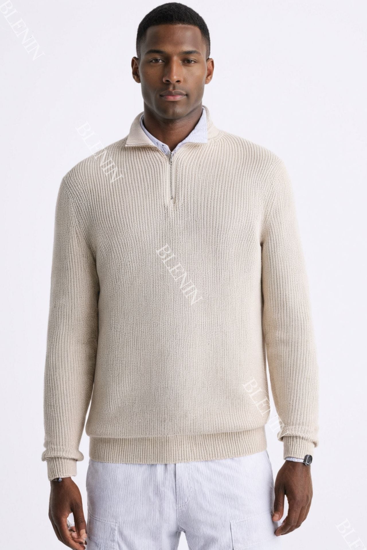 Old Money Classic Knitted Wool Zip Sweater