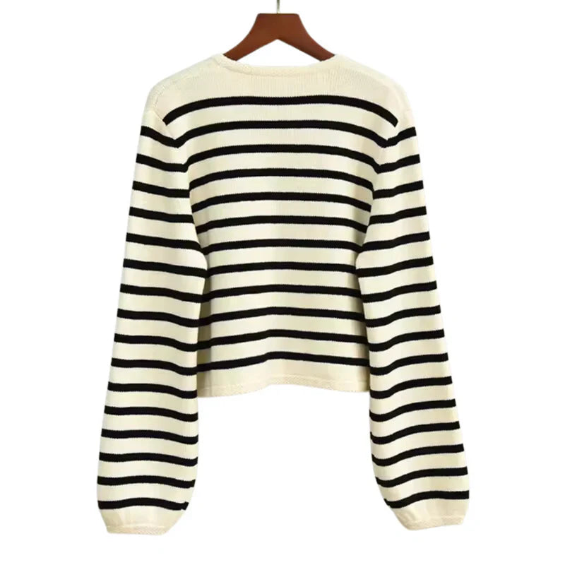 Women’s Premium Cashmere Wool Striped Cardigan